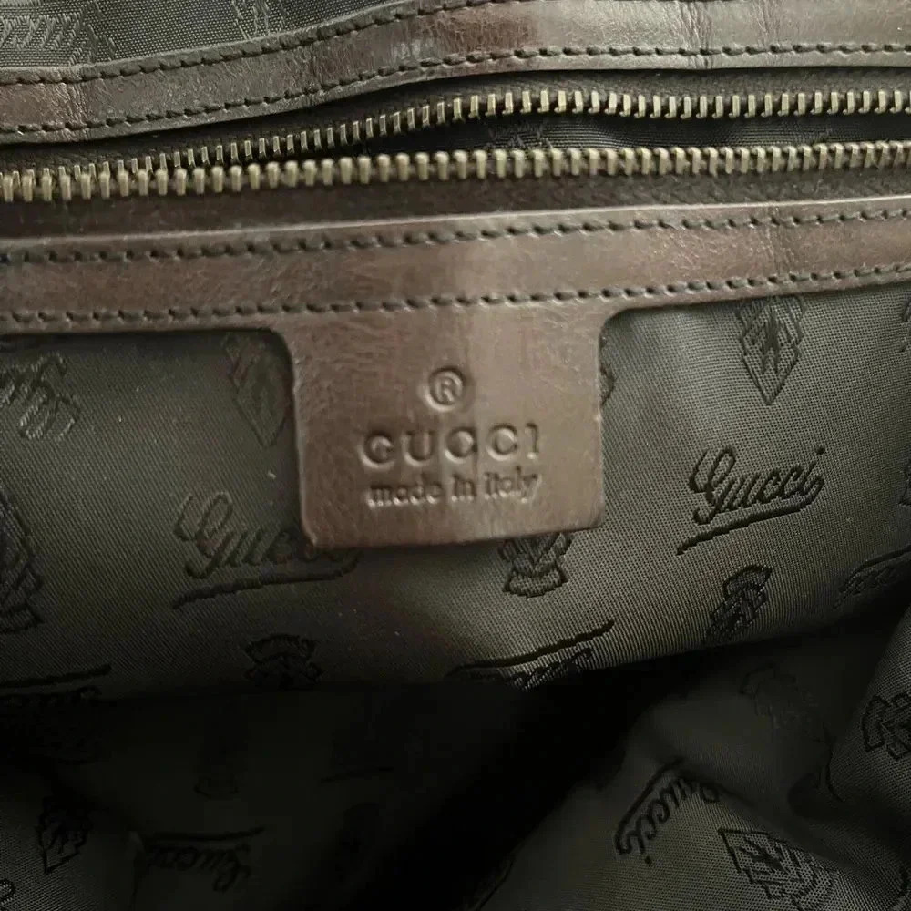 Gucci Babouska Heart GG Chocolate Brown Leather Tote Bag Gold Hardware - Picture 2 of 14
